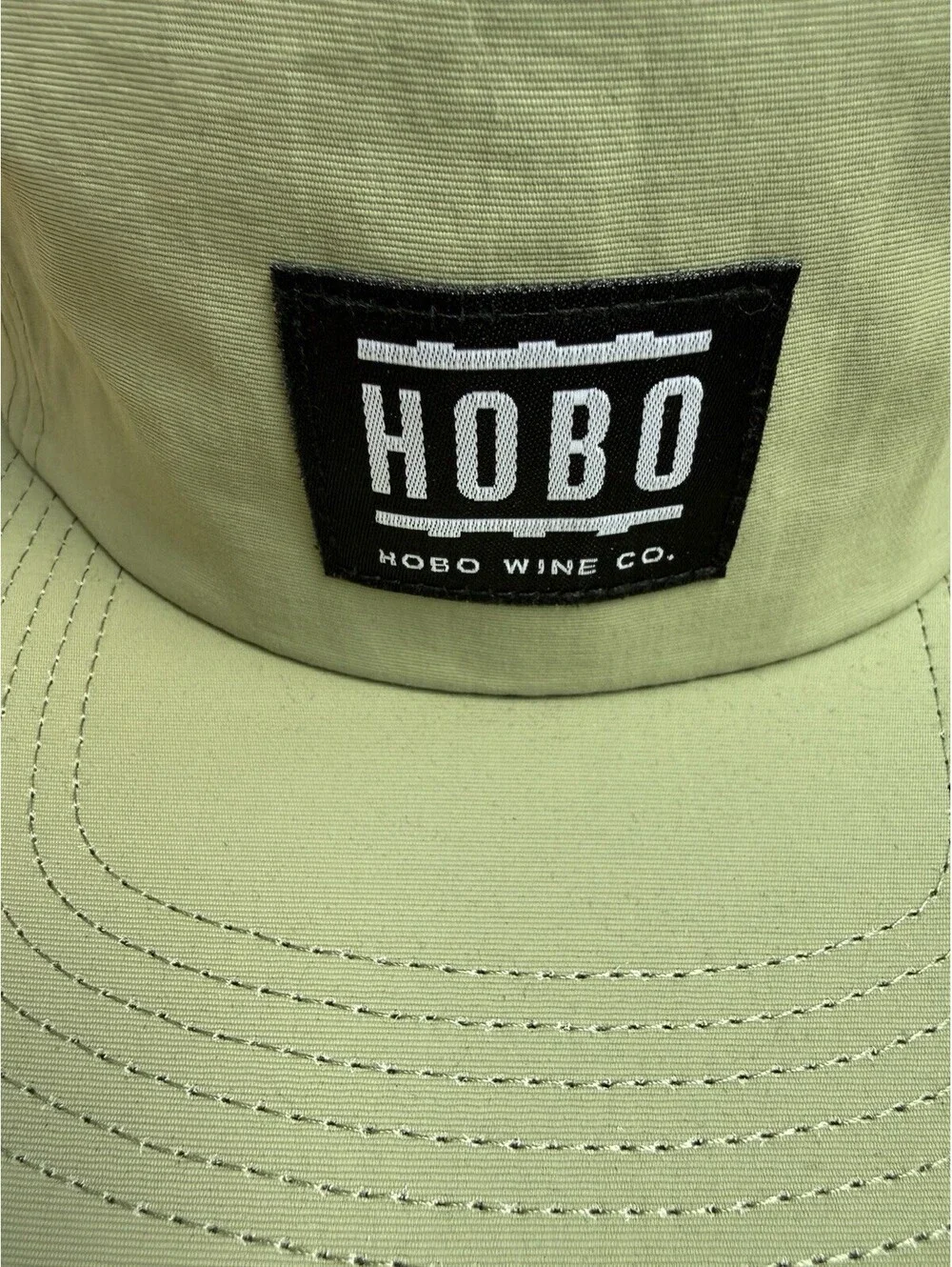 Hobo Wine Co Brist MFG 5 Panel Camp Hat Olive Green Nylon Adjustable Cap NWT